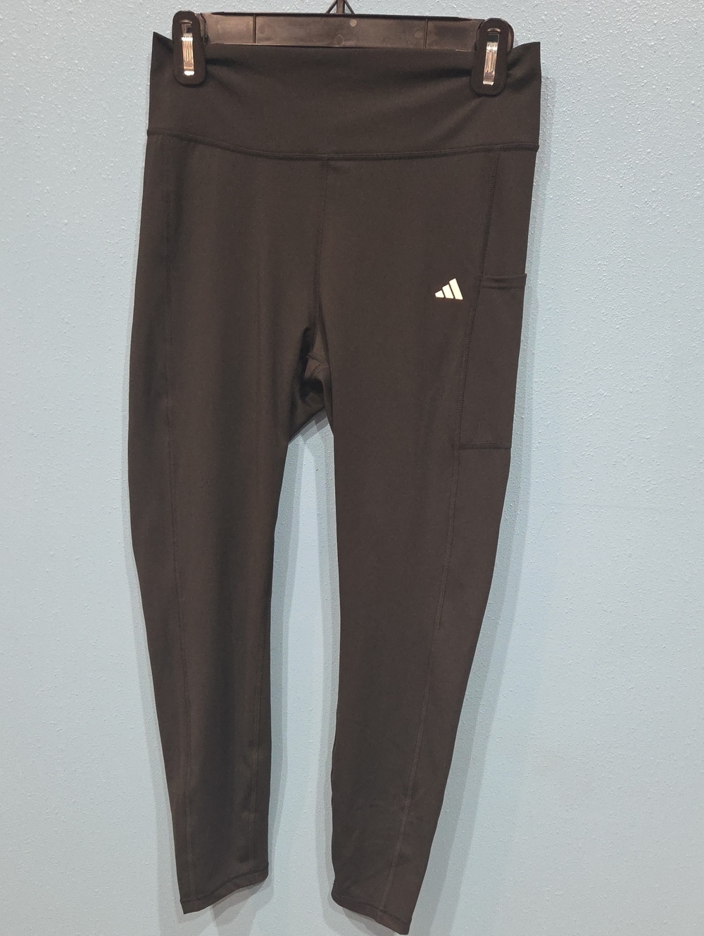 Kids Girls Large High-Waist Black Performance Leggings with Side Pocket
